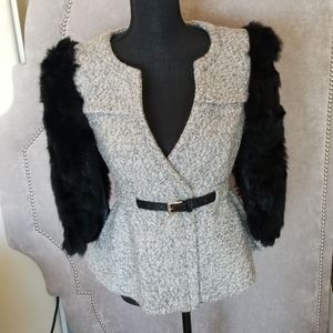 Wool and fur coat